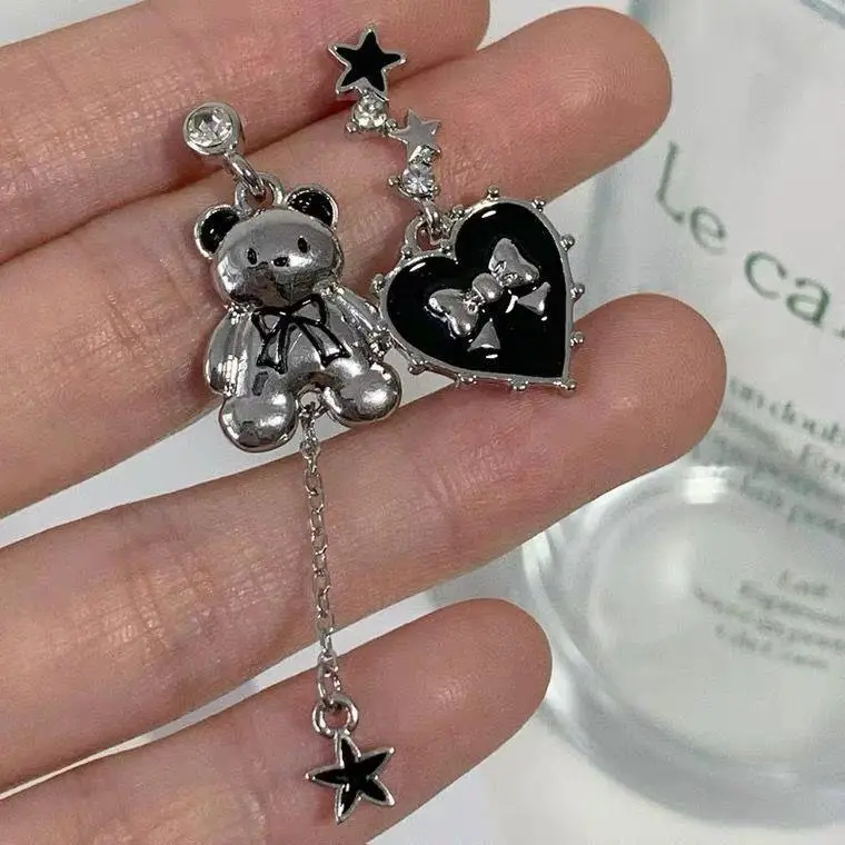 Bear Star Earrings for Women Silver Rhinestone — feature 1