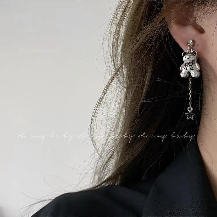 Bear Star Earrings for Women Silver Rhinestone — feature 4