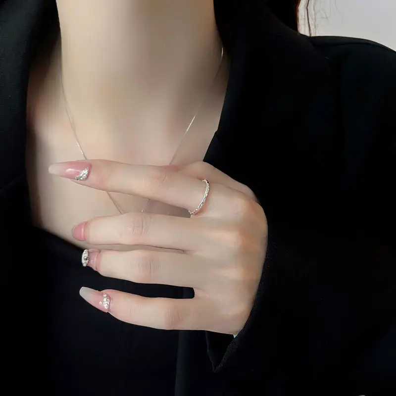 Open Hammer Texture Silver Ring for Men Women - Image 3