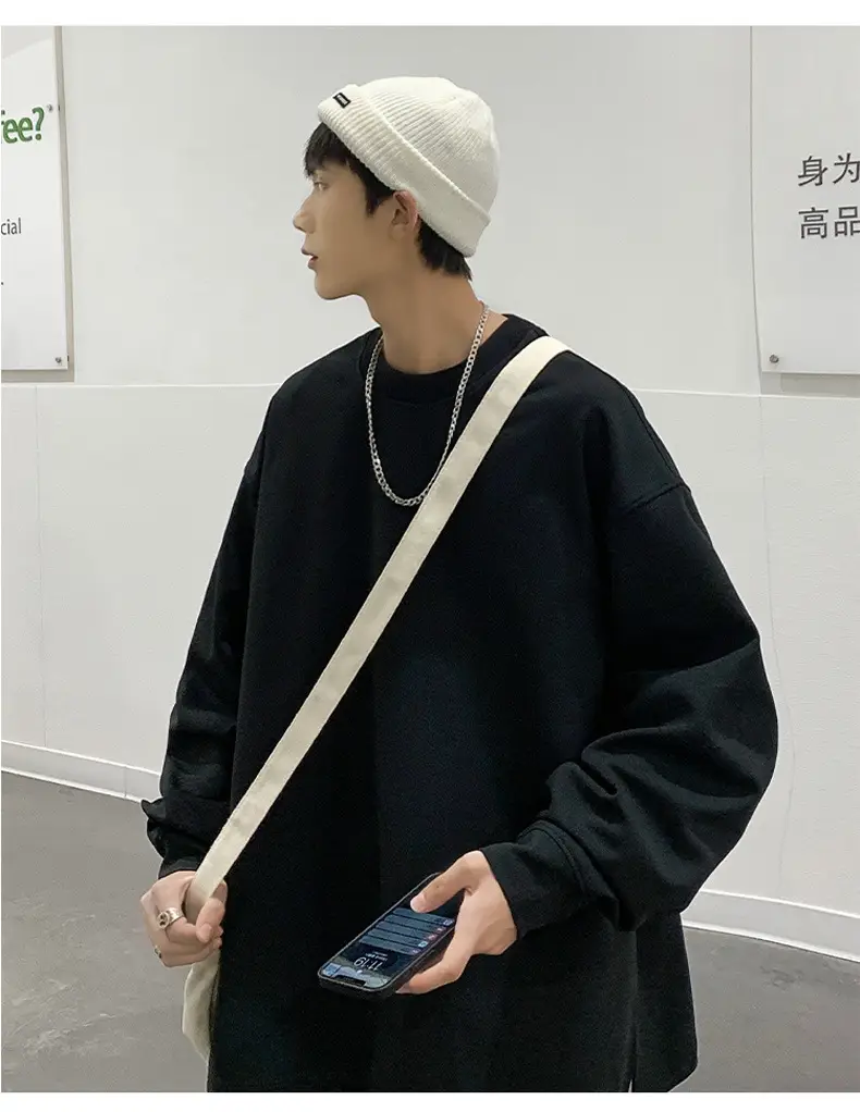 2024 New Hong Kong Style Loose Fit Crewneck Sweatshirt — feature 14