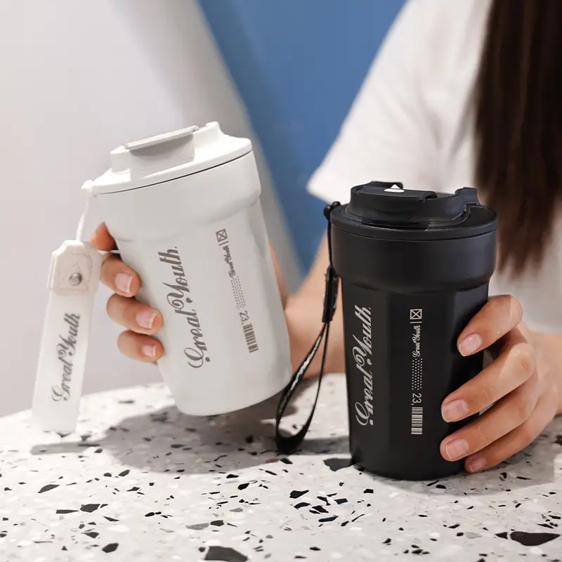 Digital Temperature Coffee Thermos Cup Green 14cm