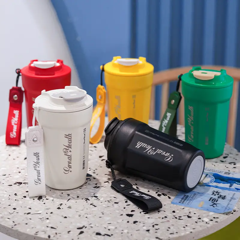 Digital Temperature Coffee Thermos Cup Green 14cm