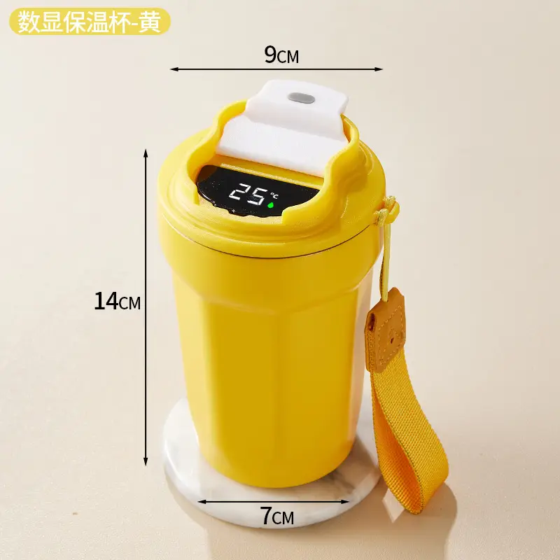 Digital Temperature Coffee Thermos Cup Green 14cm