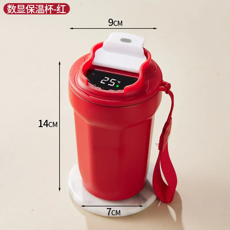 Digital Temperature Coffee Thermos Cup Green 14cm