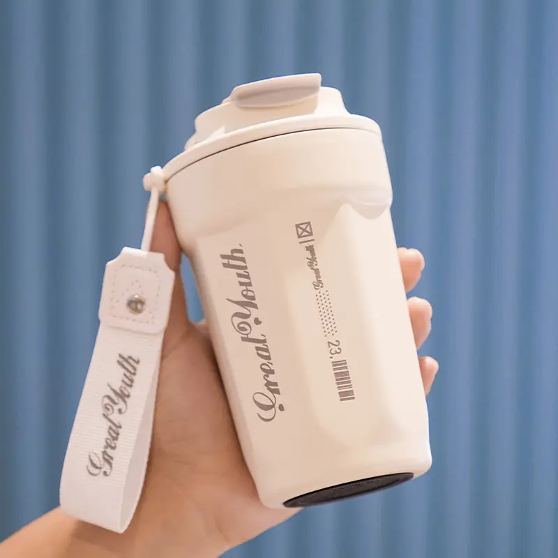 Digital Temperature Coffee Thermos Cup Green 14cm