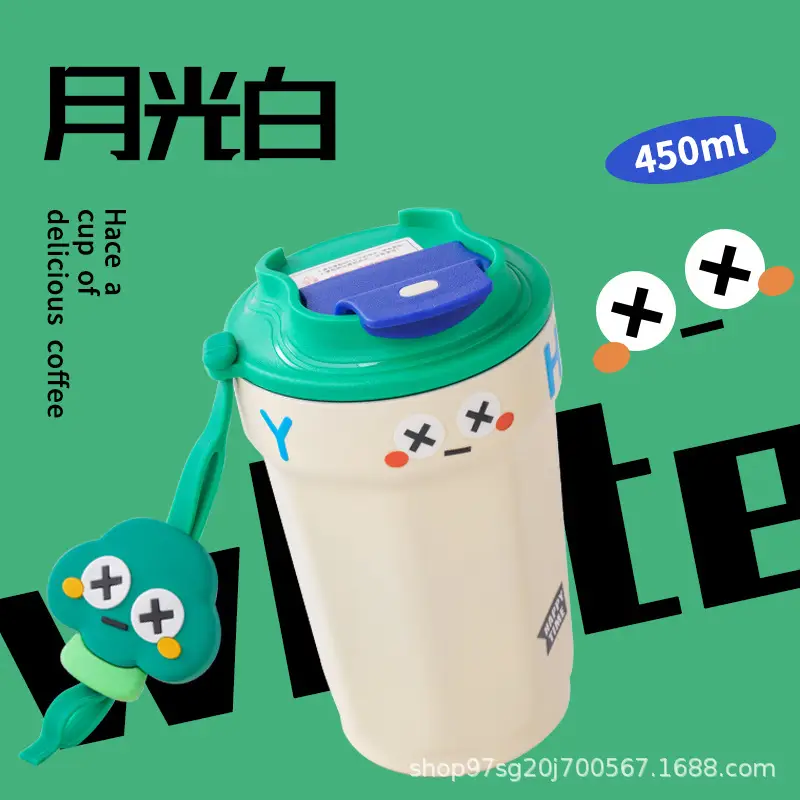 Digital Temperature Coffee Thermos Cup Green 14cm