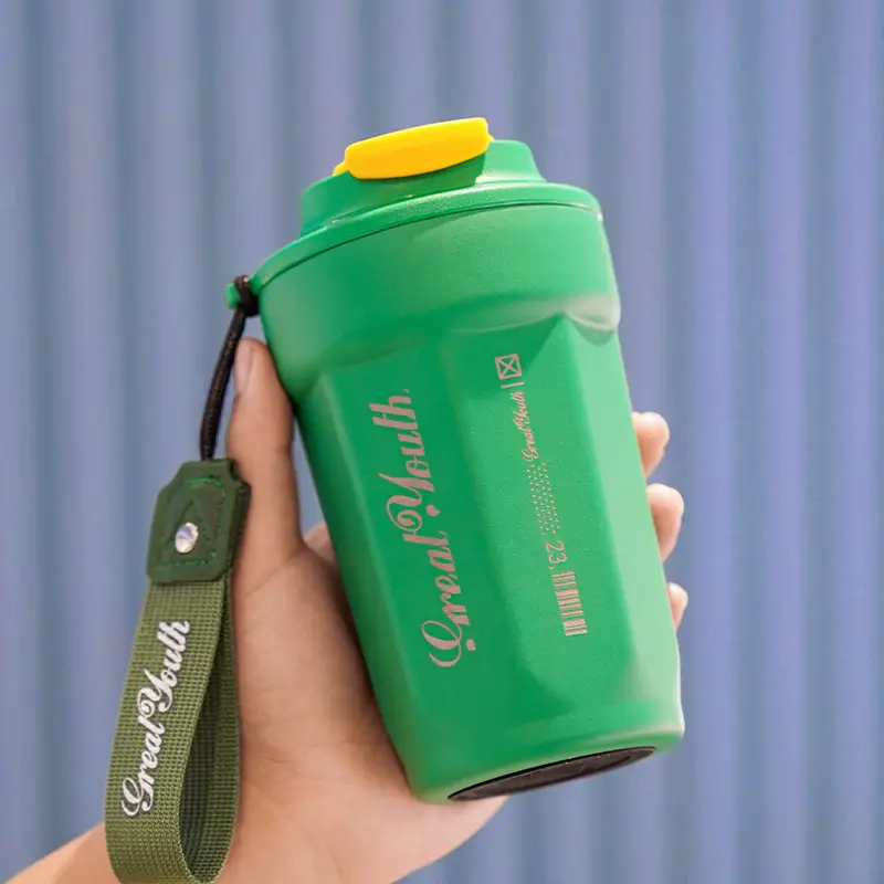 Digital Temperature Coffee Thermos Cup Green 14cm
