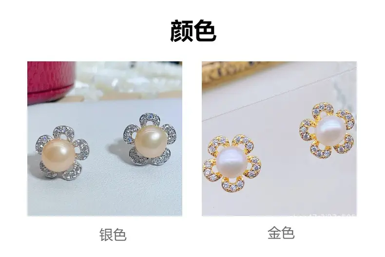 S925 Silver Pearl Flower Earrings with Zircon Accents — feature 3