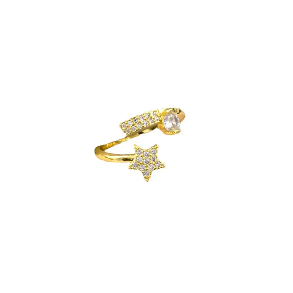 Gold Plated Adjustable CZ Zircon Rings Set