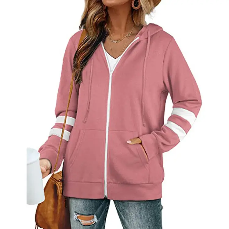 2021 Grey Cross-Border Hoodie Zipper Sweatshirt for Women - Image 5
