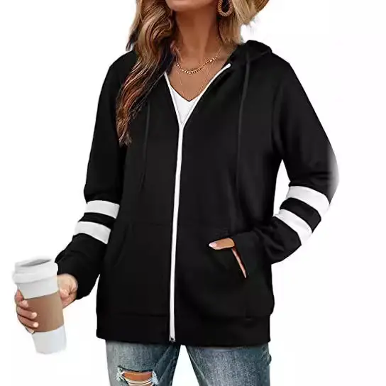 2021 Grey Cross-Border Hoodie Zipper Sweatshirt for Women - Image 6