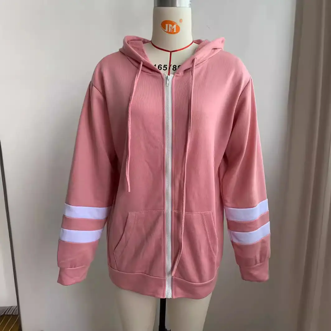 2021 Grey Cross-Border Hoodie Zipper Sweatshirt for Women - Image 8
