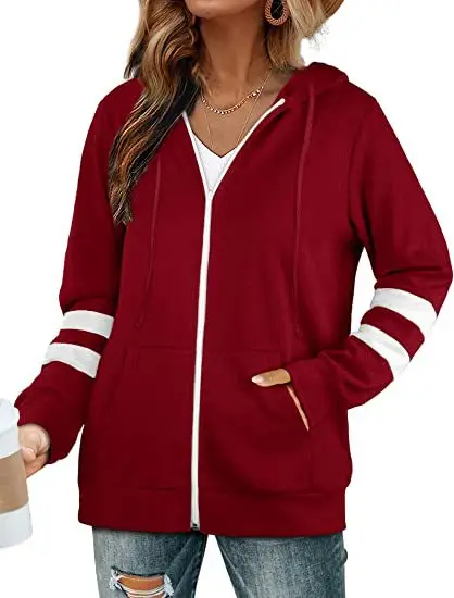 2021 Grey Cross-Border Hoodie Zipper Sweatshirt for Women - Image 2