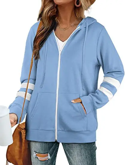 2021 Grey Cross-Border Hoodie Zipper Sweatshirt for Women - Image 4