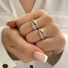 Gold Geometric Opal Bamboo Ring Adjustable Women — feature 15