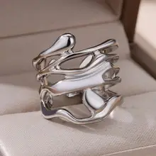 Gold Geometric Opal Bamboo Ring Adjustable Women — feature 9