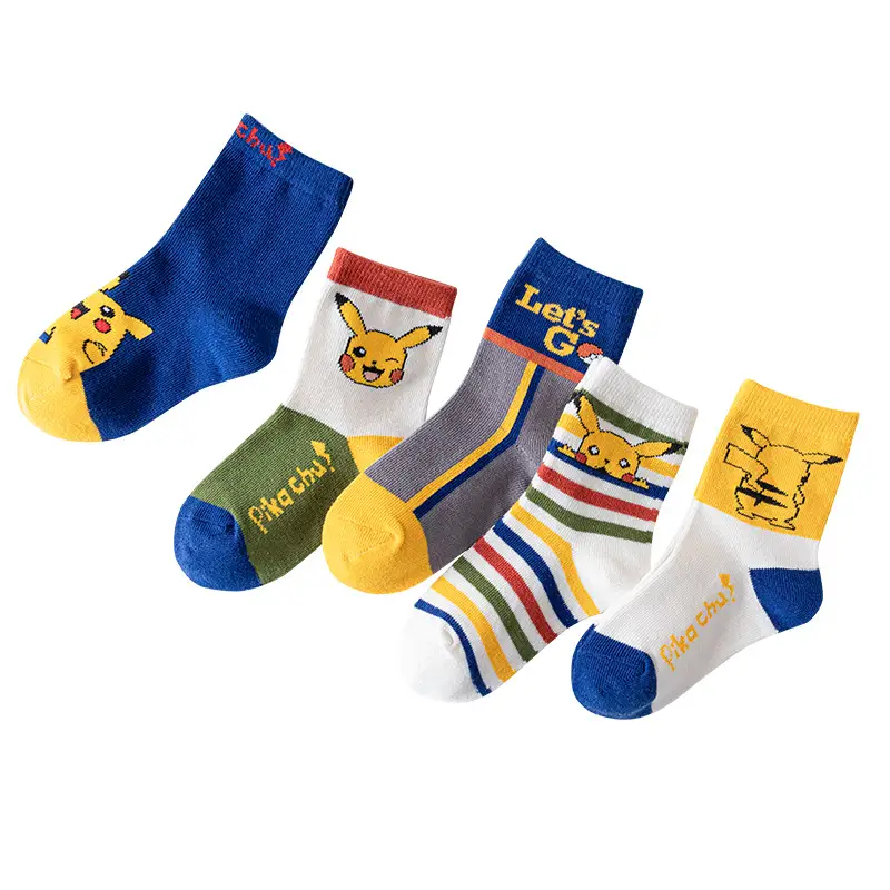5 Pair Pikachu Cotton Cartoon Socks for Boys - Image 15