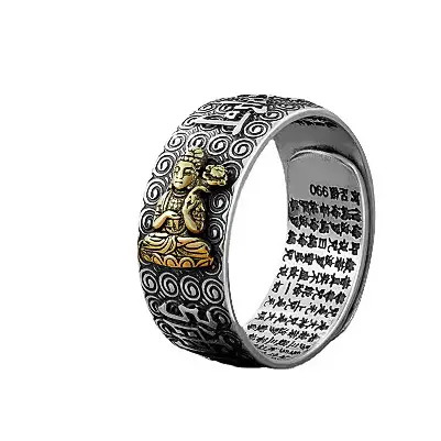 Retro Eight Guardian Gods Silver Gold Zodiac Ring - Image 16