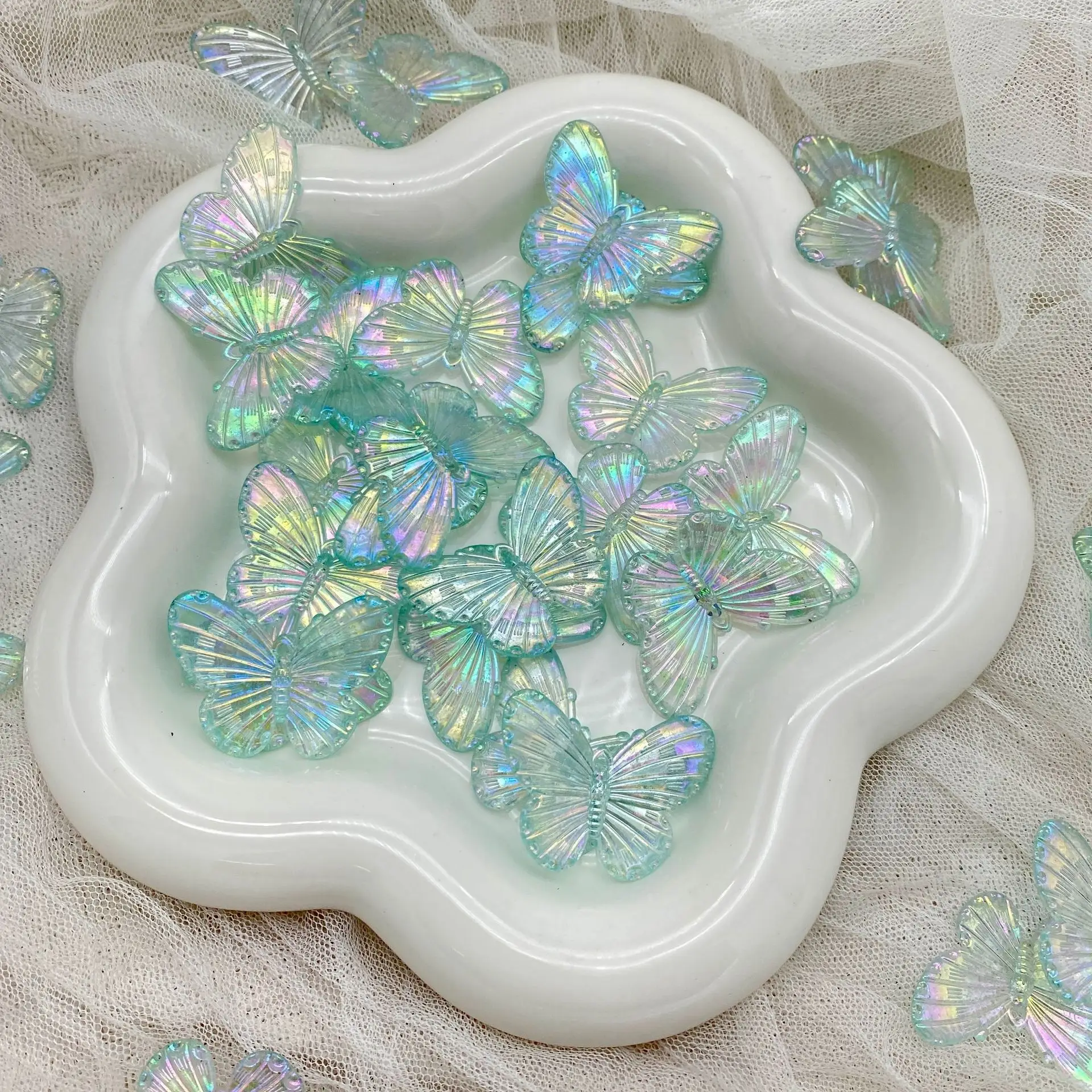 Aqua Aurora Magic Butterfly Acrylic Jewelry Set - Image 7