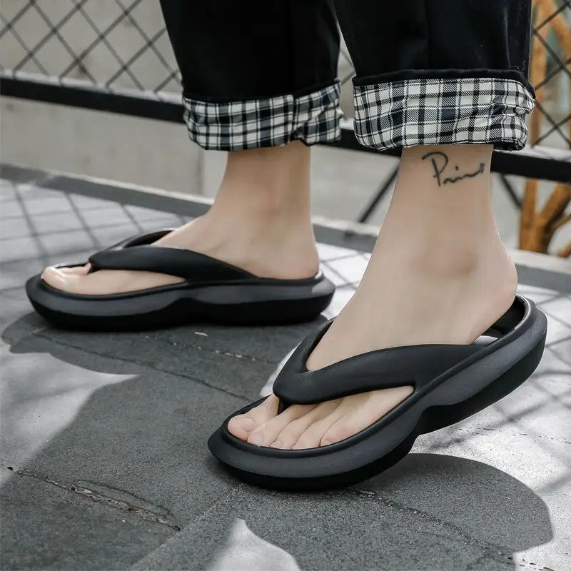 Men's Thick White Flip-Flops Non-Slip Summer Slippers