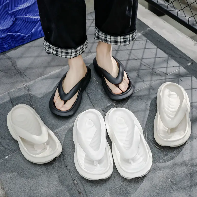 Men's Thick White Flip-Flops Non-Slip Summer Slippers