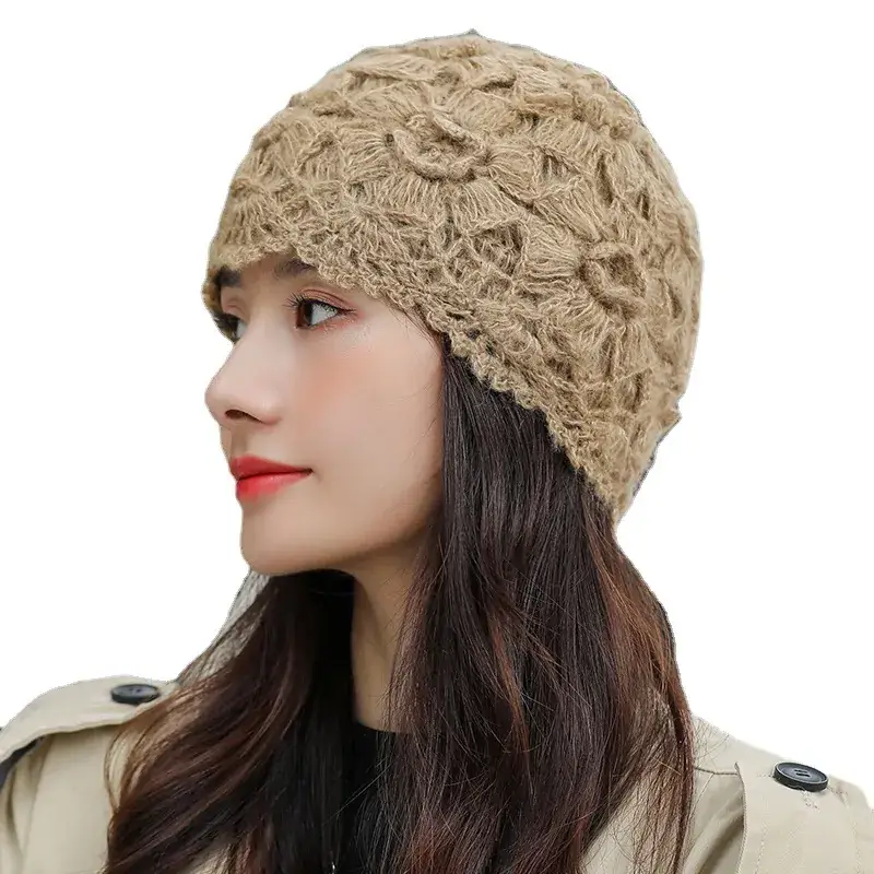 Women's Grey Knitted Wool Hat for Spring Autumn - Image 17