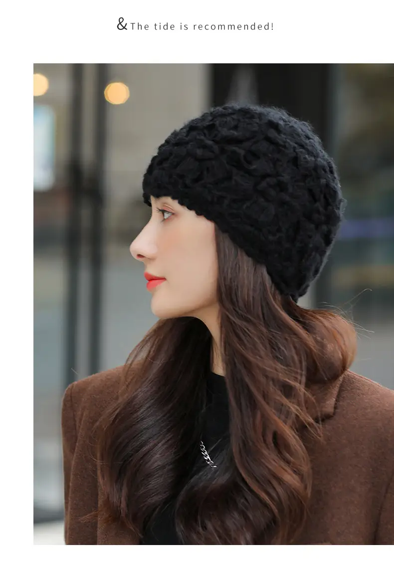 Women's Grey Knitted Wool Hat for Spring Autumn — feature 10