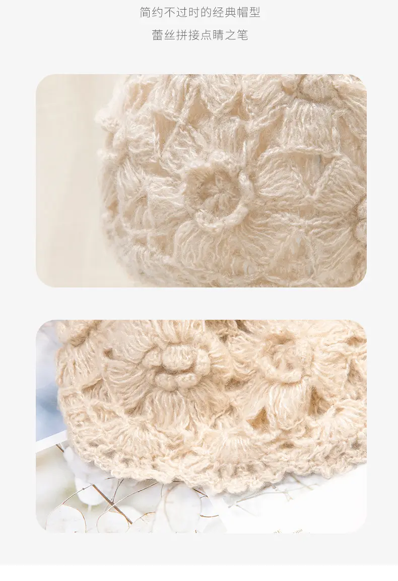 Women's Grey Knitted Wool Hat for Spring Autumn — feature 5