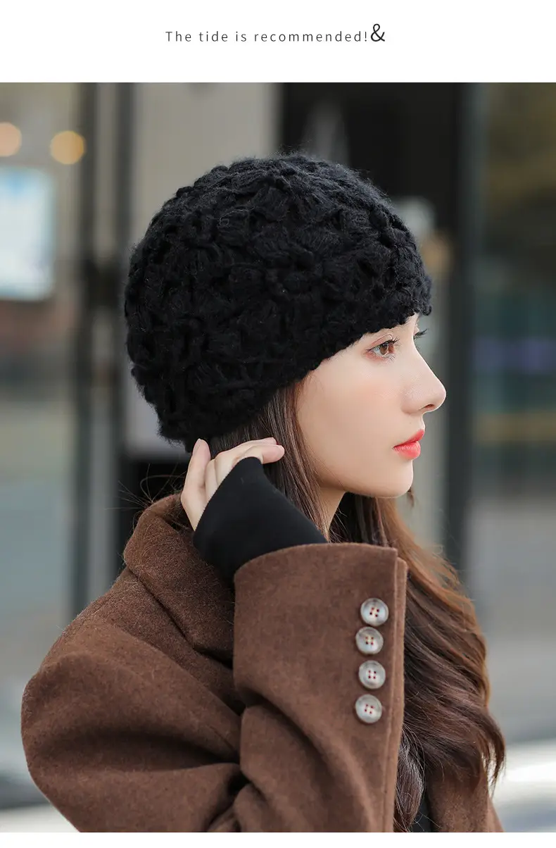 Women's Grey Knitted Wool Hat for Spring Autumn — feature 9