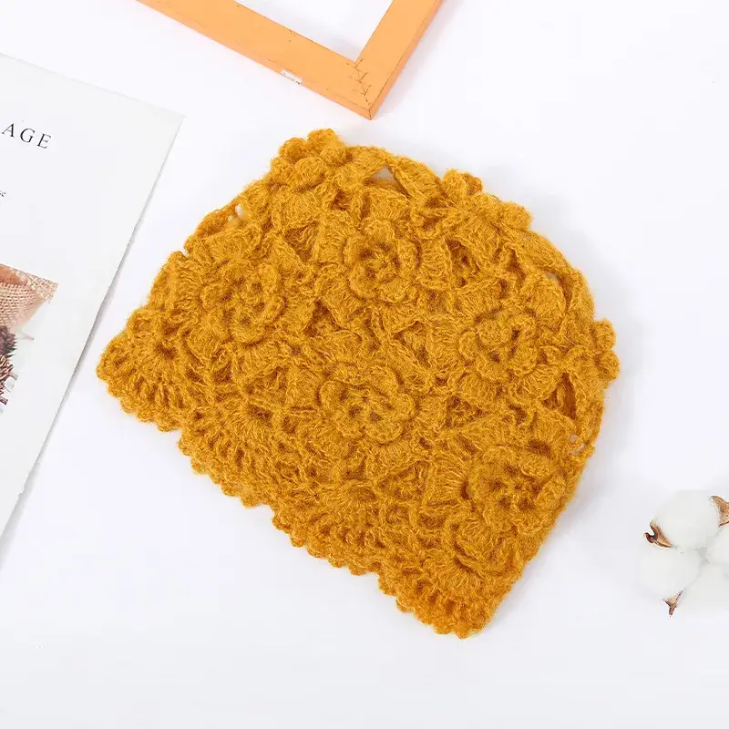 Women's Grey Knitted Wool Hat for Spring Autumn - Image 6