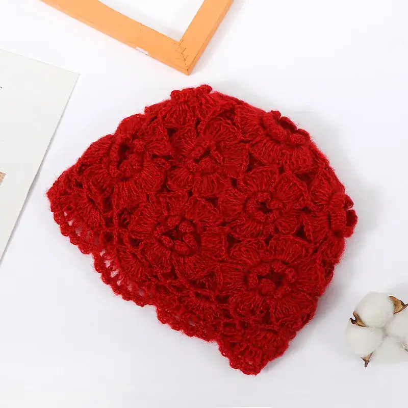 Women's Grey Knitted Wool Hat for Spring Autumn - Image 7