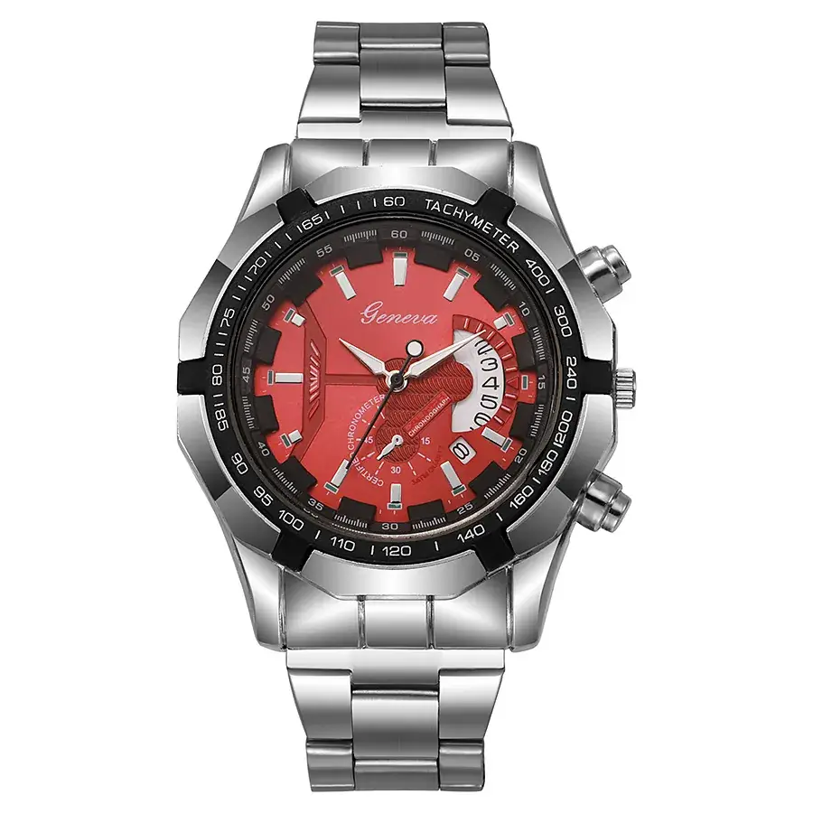 Men's Chronograph Steel Band Watch Black Dial — feature 3