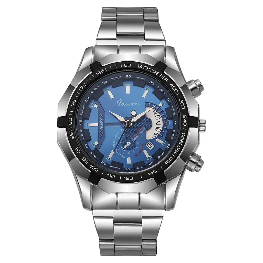 Men's Chronograph Steel Band Watch Black Dial — feature 4