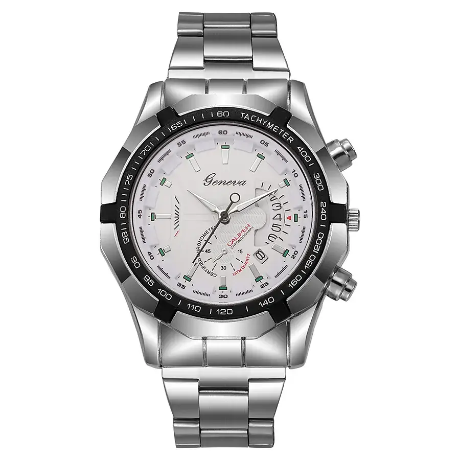 Men's Chronograph Steel Band Watch Black Dial — feature 6