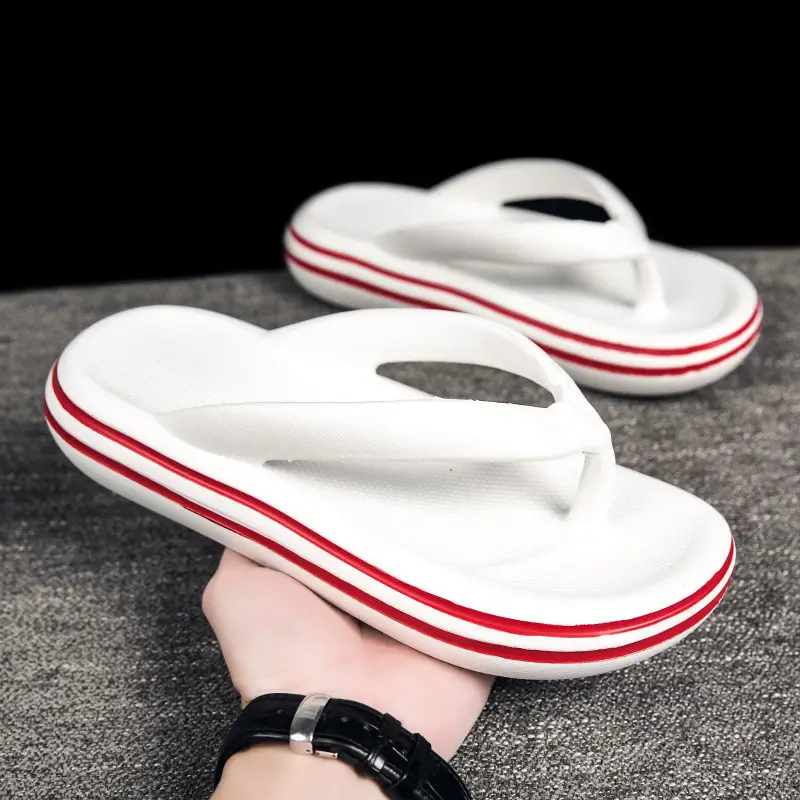 Men's Black Slip-On Flip Flops with Thick Sole