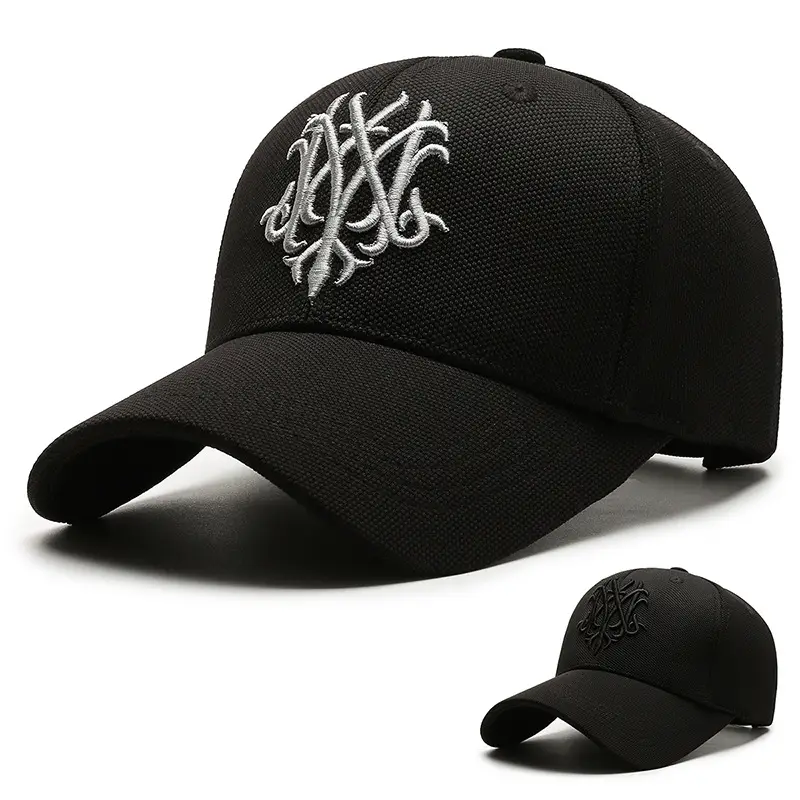 Men's Black Embroidered Baseball Cap with Anti-Tide Design - Image 3