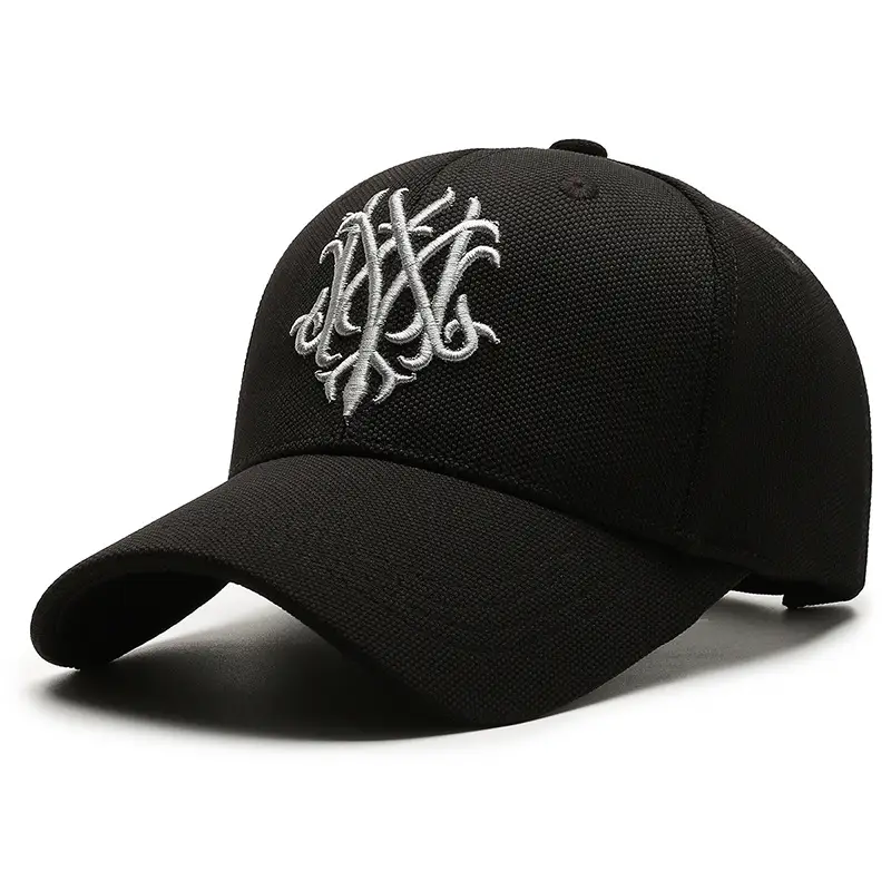 Men's Black Embroidered Baseball Cap with Anti-Tide Design - Image 2