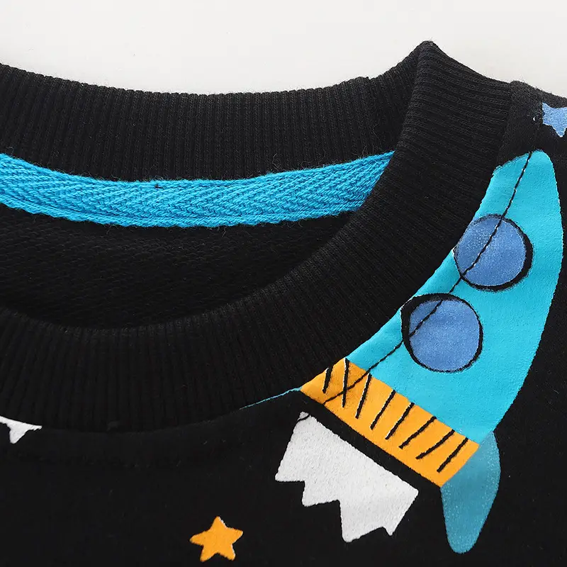 Kids Rocket Print Sweatshirt Black Long Sleeve - Image 4