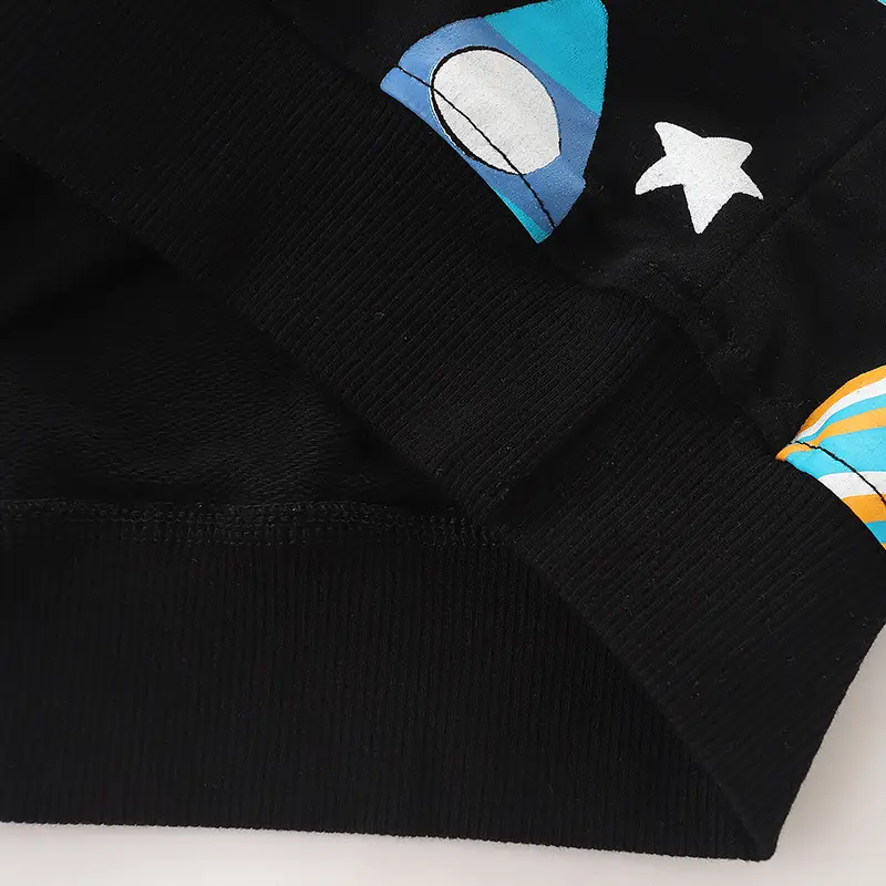 Kids Rocket Print Sweatshirt Black Long Sleeve - Image 5