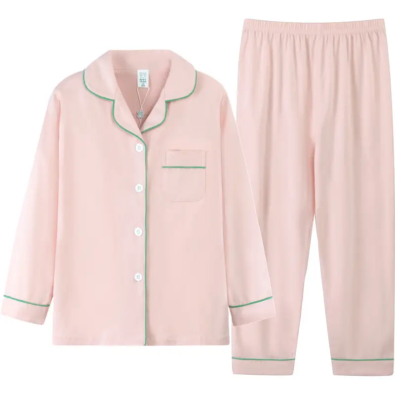 Girls Cotton Pajama Set Pink Green Spring Autumn 2022 - Image 8