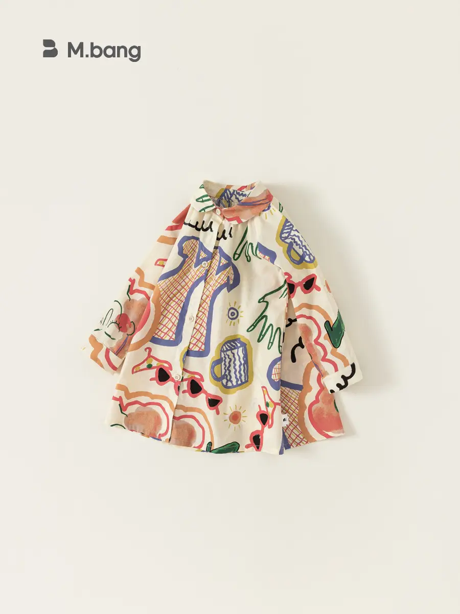 Girls Graffiti Cotton Shirt Skirt Set Spring Autumn - Image 5