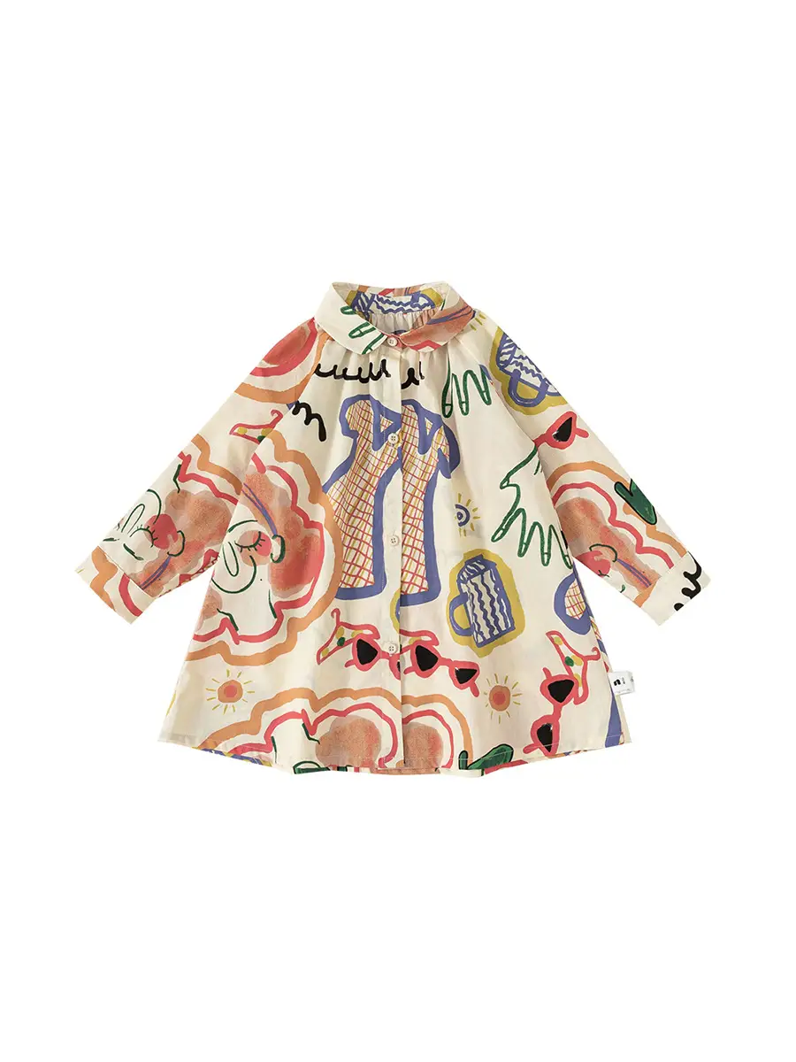 Girls Graffiti Cotton Shirt Skirt Set Spring Autumn - Image 8