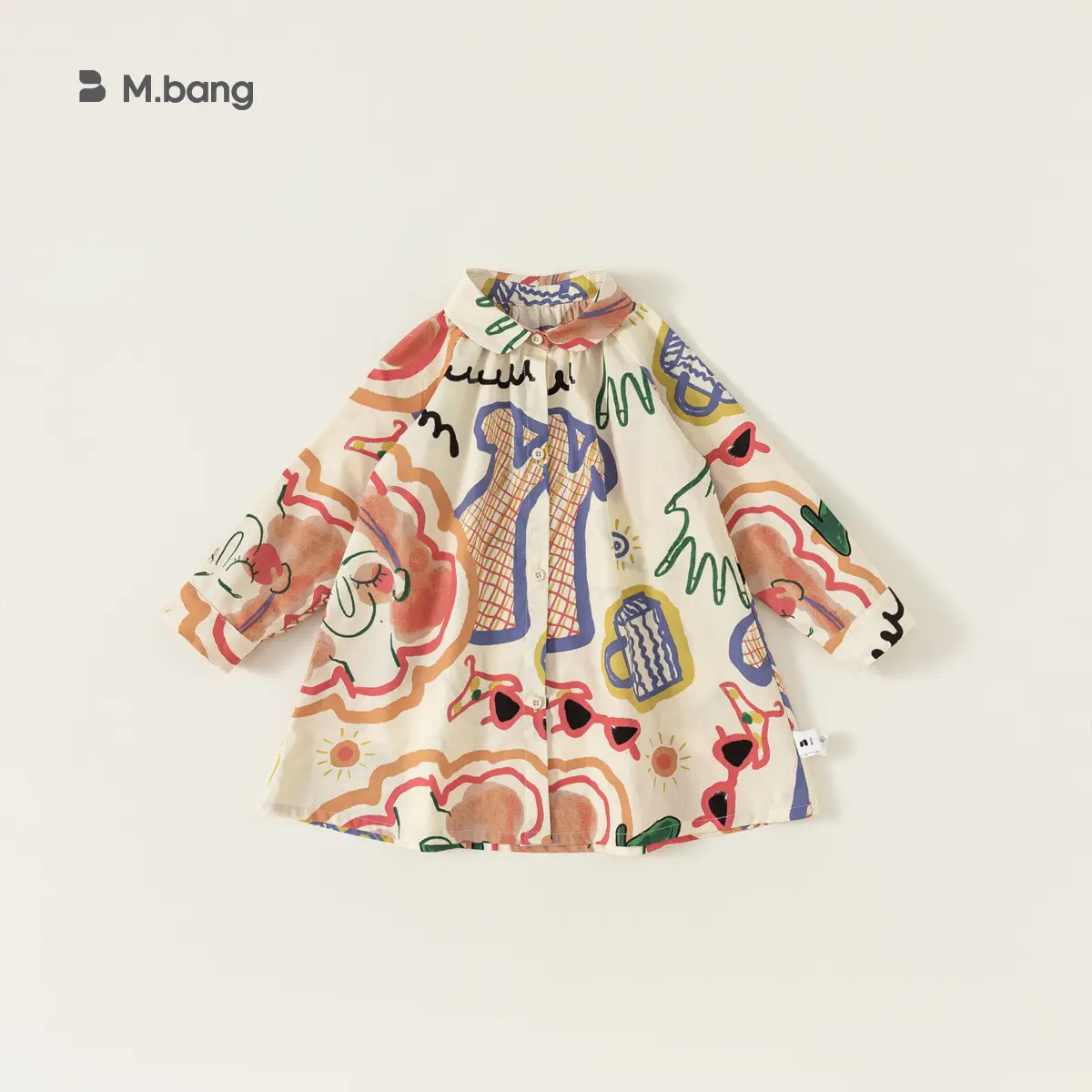 Girls Graffiti Cotton Shirt Skirt Set Spring Autumn - Image 2