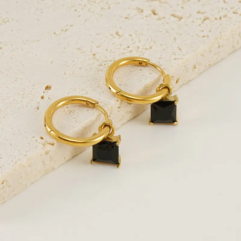 18K Gold Zircon Earrings for Women - Image 5