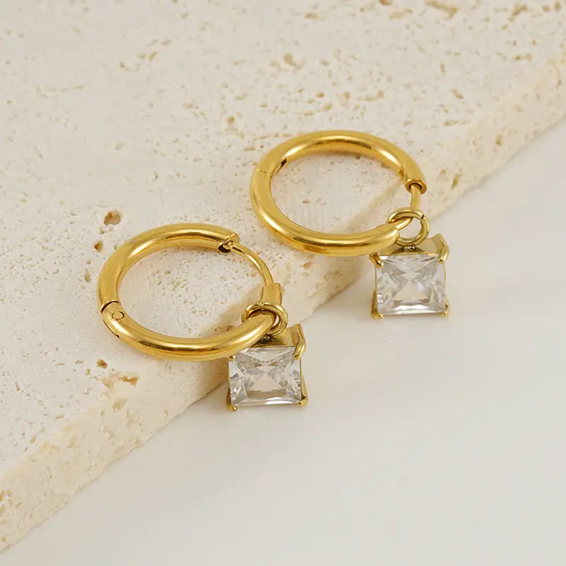 18K Gold Zircon Earrings for Women - Image 6
