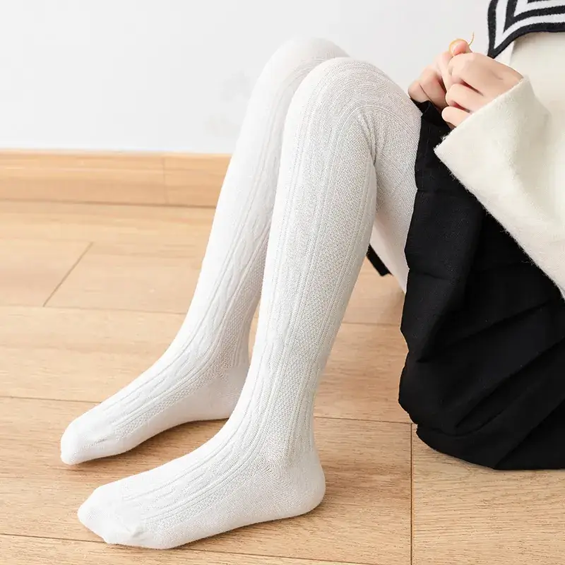 Girls' Black Cotton Leggings Medium Large - Image 10