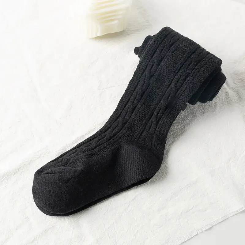 Girls' Black Cotton Leggings Medium Large - Image 2