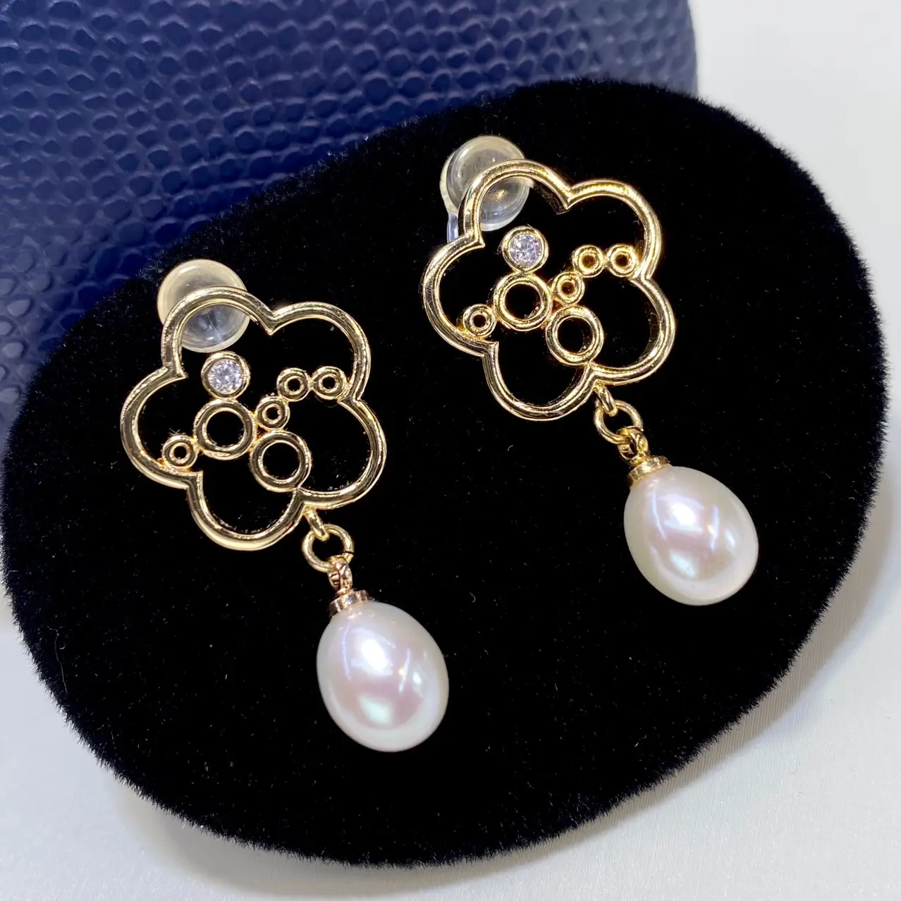 18K Gold Plated Aurora Pearl Earrings for Women - Image 3