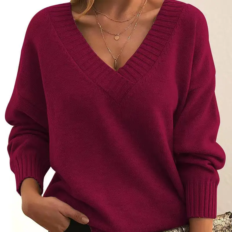 New Cross-Border Knitted V Neck Pullover for Women - Image 2