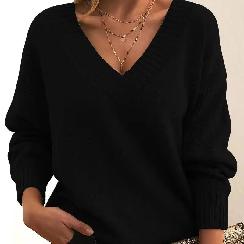 New Cross-Border Knitted V Neck Pullover for Women - Image 9